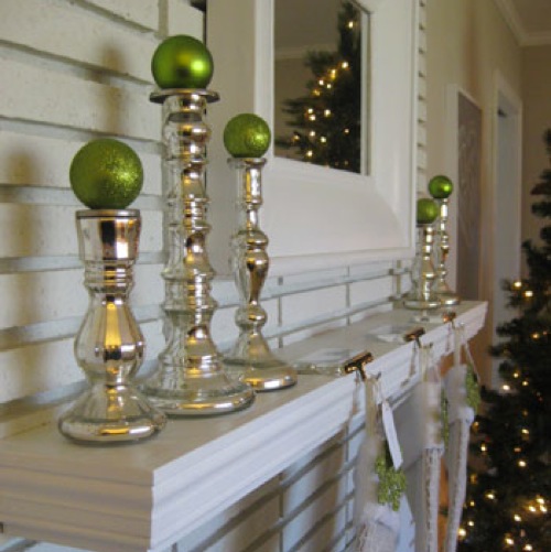 Christmas decoration green tan silver sparkle M2JL STUDIO